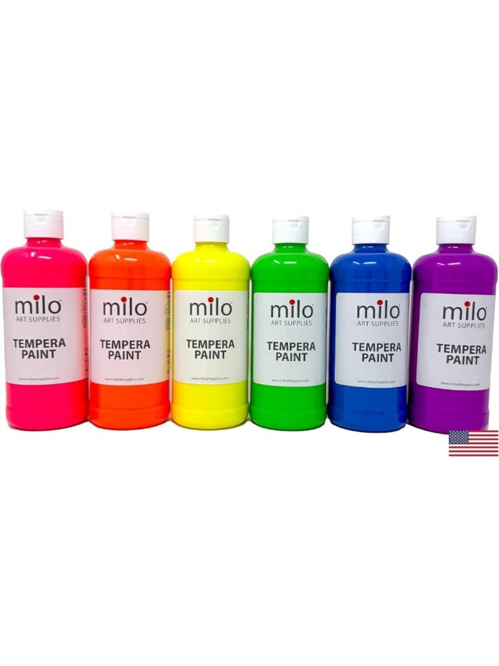 Vibrant Washable Tempera Paint Set - 6 Neon UV Colors, 16oz Bottles for Art